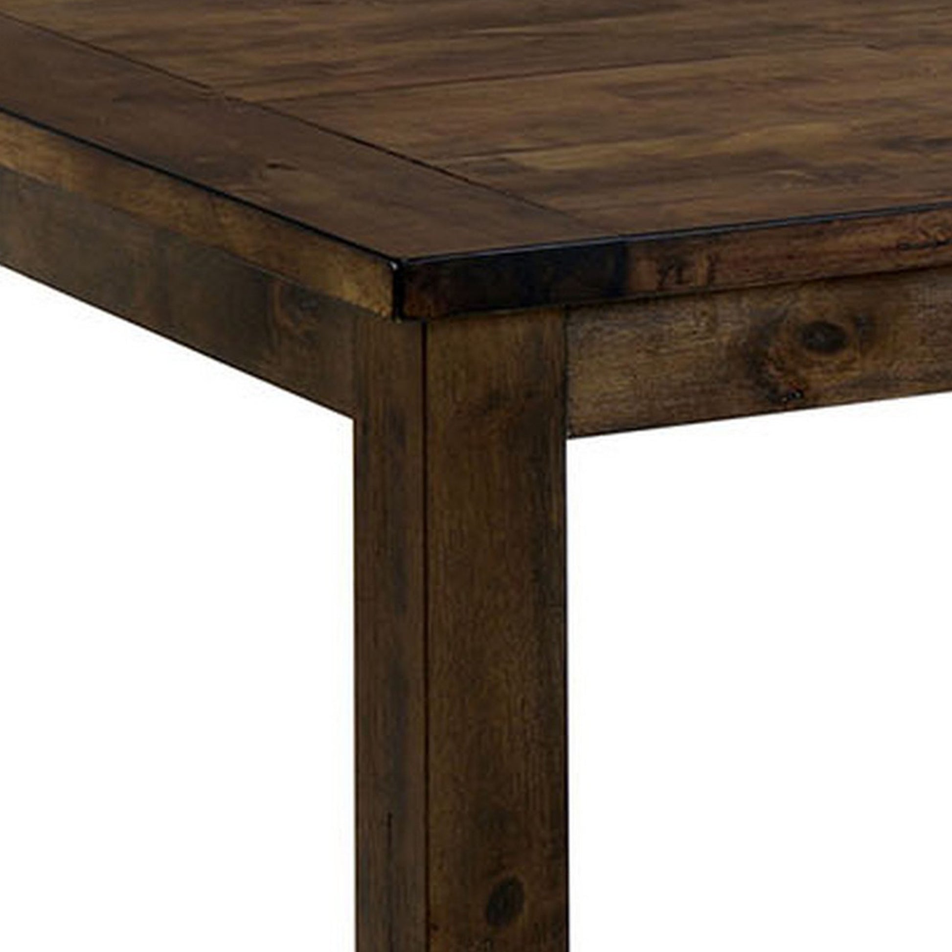 Transitional Style Solid Wood Rectangular Dining Table With Block Legs, Brown Brown Solid Wood