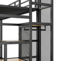 Twin Over Full Size Metal Bunk Bed With Storage Staircase And Open Wardrobe,Black Expected Arrival Time:11.15 Black Mdf Metal