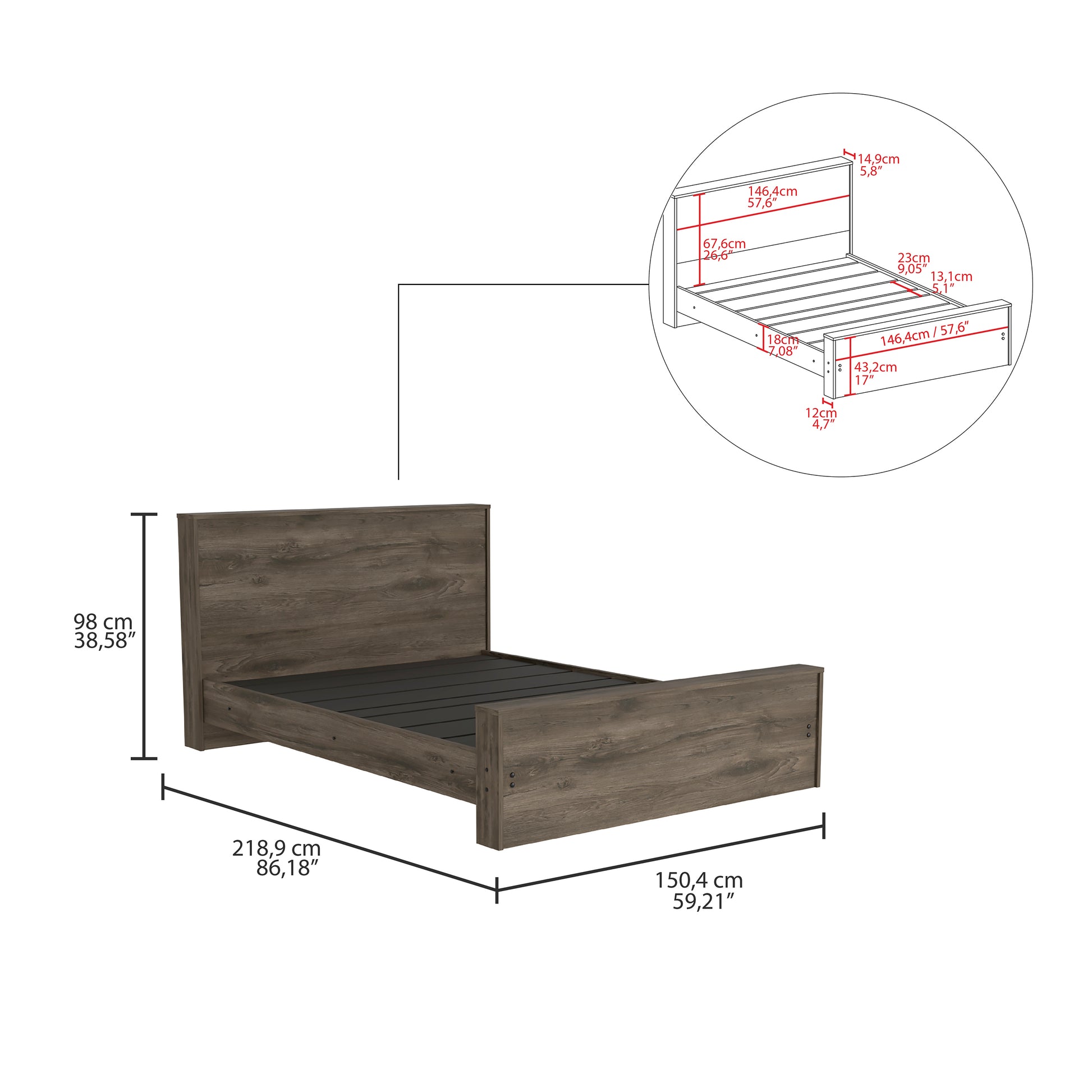 Galanto Full Size Platform Bed Base With Headboard Dark Brown Box Spring Not Required Full Xl Dark Brown Composite Brown Bedroom Modern Bed Frame Particle Board Particle Board