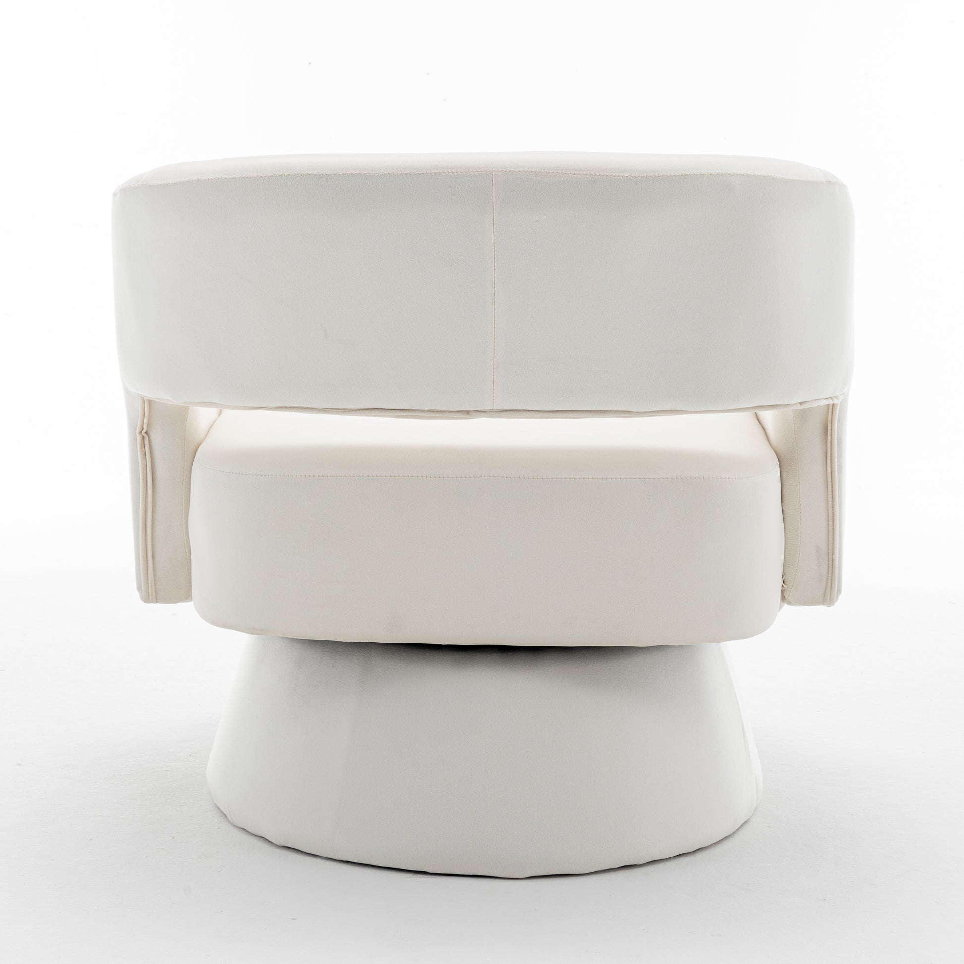 Swivel Barrel Chair, Velvet Accent Armchair 360 Degree Swivel Club Chair For Living Room Bedroom Reception Room White Foam Velvet