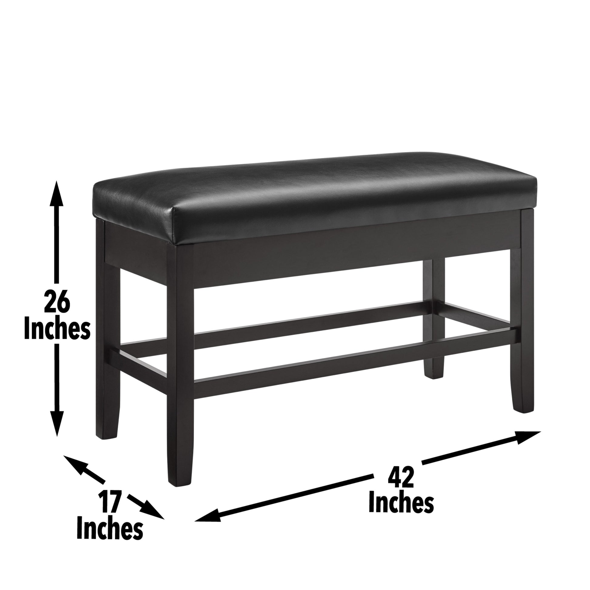 Carrara Storage Counter Bench Black Black Faux Leather