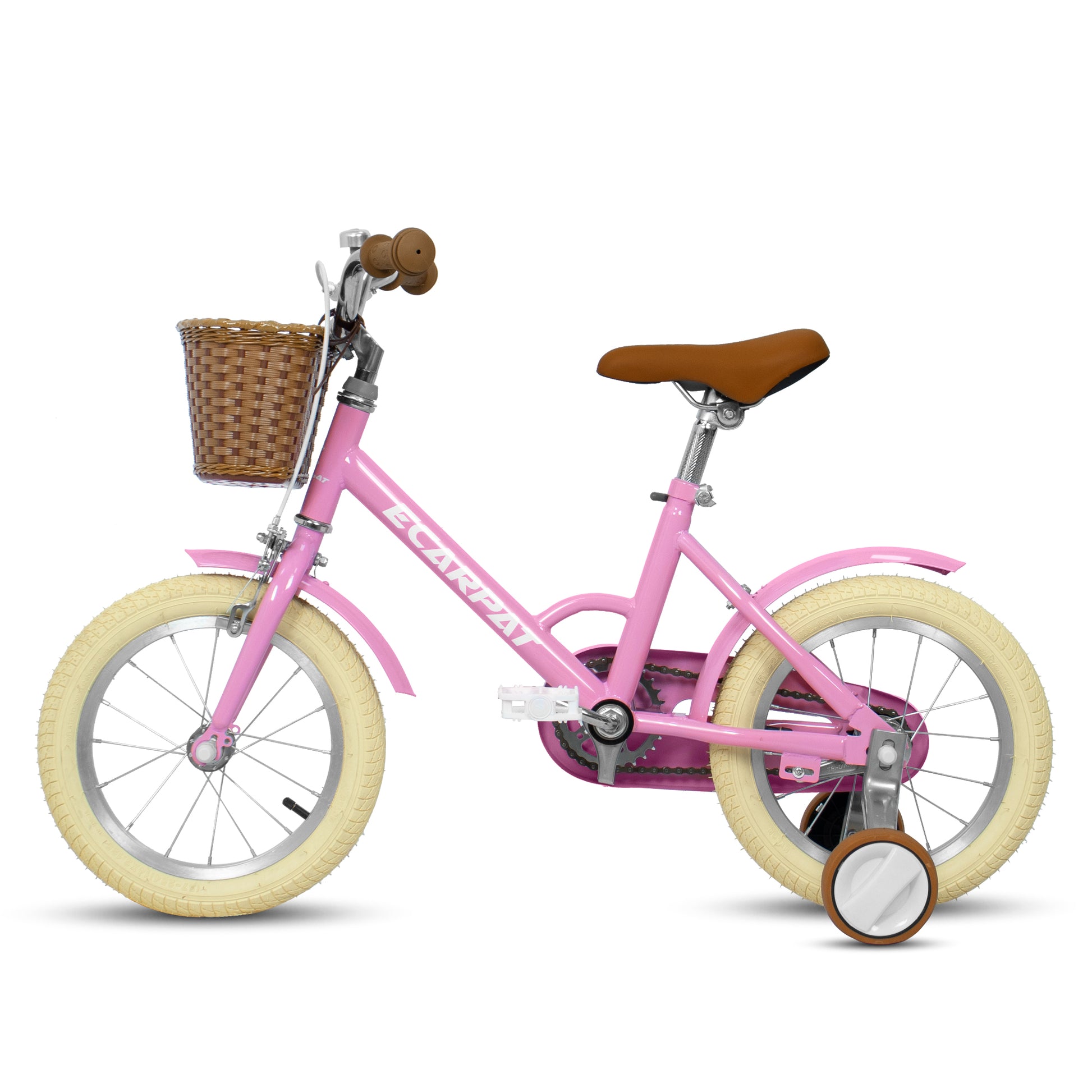 A12116 Ecarpat Kids'Bike Girls Bike 12 Inch Wheels,1 Speed Child Bicycles For 2 3 Years,With Removable Training Wheels Baby Toys,Front V Brake,Rear Holding Brake Pink Steel