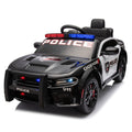 Licensed Dodge Charger,12V Kids Ride On Police Car W Parents Remote Control,Anti Collision Bar,Front& Top Alarm Light Design,Police Car Sticker,Megaphone,Three Speed,Slow Start,Four Wheel Suspension. Black Plastic