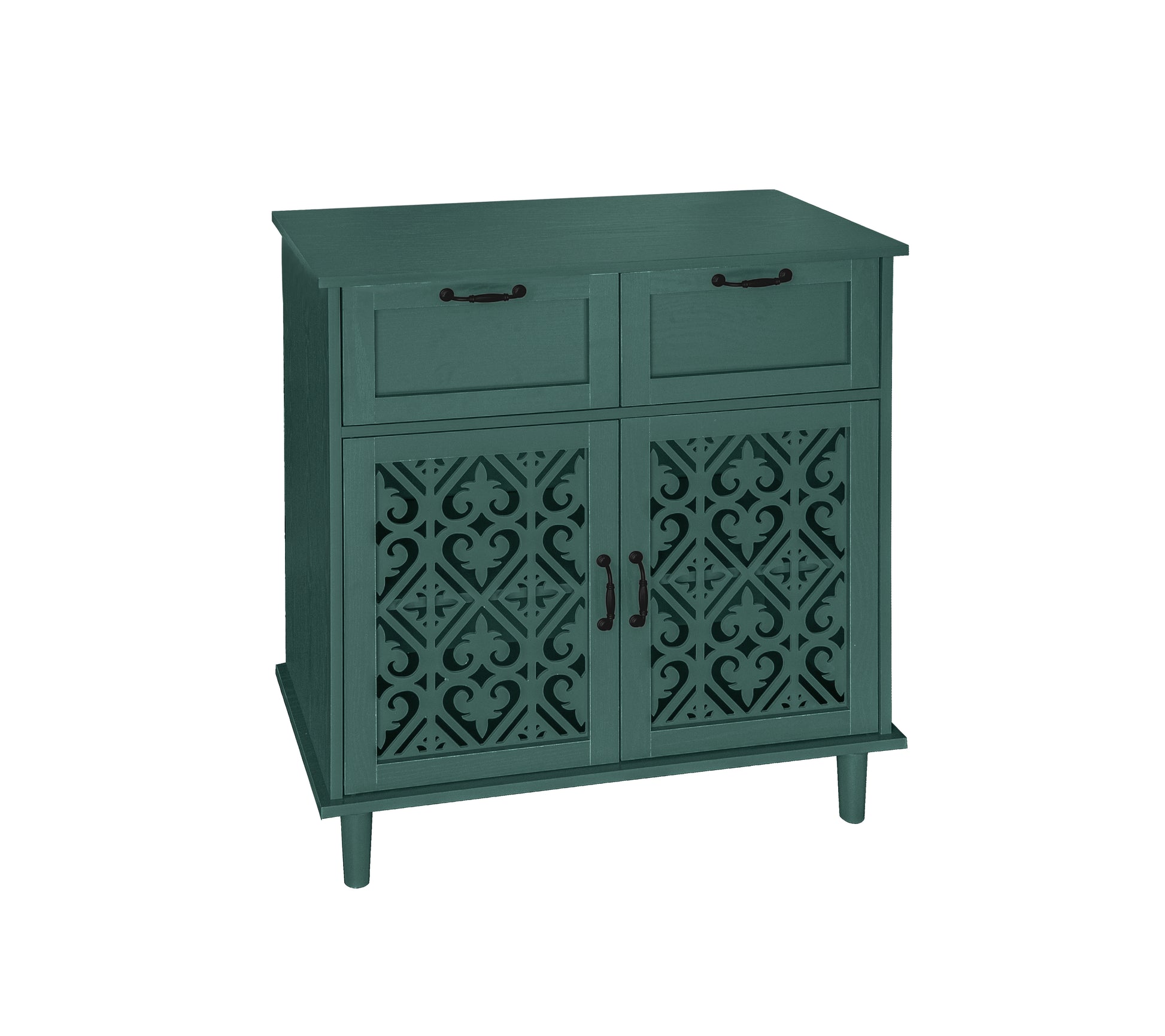 2 Door 2 Drawer Cabinet, American Furniture, Suitable For Bedroom, Living Room, Study Dark Green Mdf