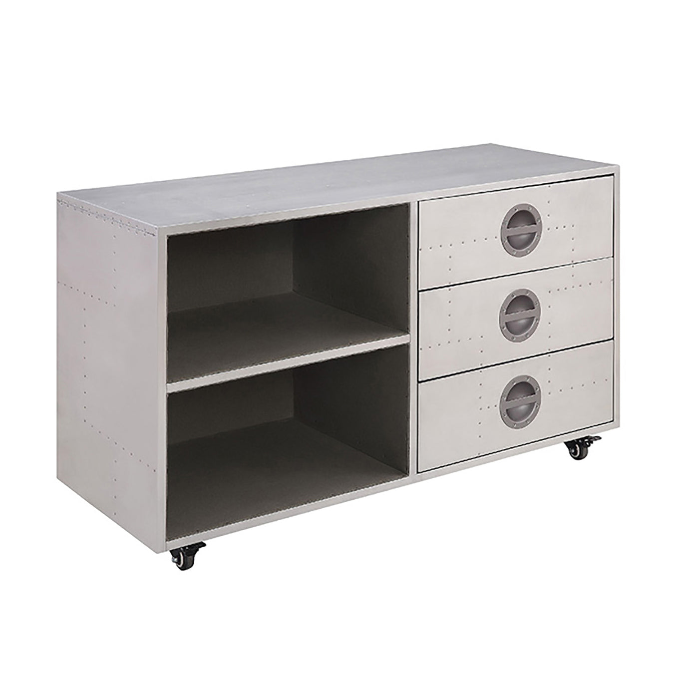 Aluminum Cabinet With 3 Drawer Freestanding 3 4 Drawers Silver Primary Living Space Drawers Included Industrial Aluminum