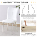 Modern Minimalist Dining Chair, White Pu Leather Curved Back And Seat Cushion, White Metal Chair Legs, Suitable For Dining Room, Bedroom, Living Room. A Set Of Four Chairs. 008 White Pu