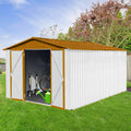 Metal Garden Sheds 10Ftx12Ft Outdoor White Yellow White Metal