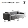 Couches For Living Room, Modern Fabric Upholstered Sofa Tufted Couch With Square Arm And 4 Solid Wood Legs 2 Pillows Decor For Living Room, Office, Apartment Gray Chenille