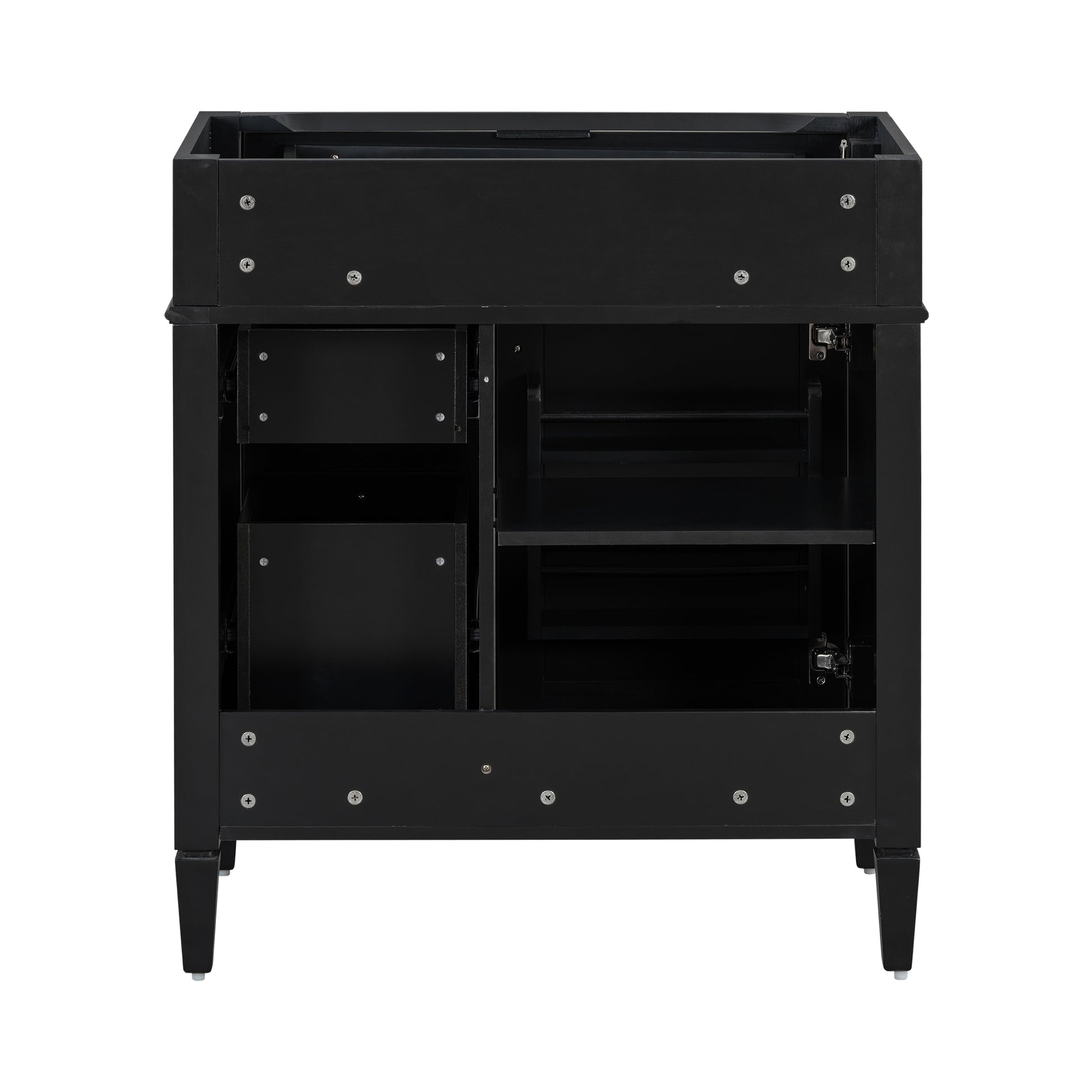 30'' Bathroom Vanity Without Top Sink, Modern Bathroom Storage Cabinet With 2 Drawers And A Tip Out Drawer Not Include Basin Black Bathroom Solid Wood Mdf