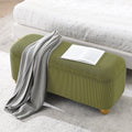 Flannelette Fabric Storage Ottoman Bench, Cushioned Bed End Ottoman Bench With Storage And Seat, Suitable For Bedrooms, Living Rooms, And Entrance Passages Green 41.73