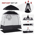 Outsunny Shower Tent, Pop Up Privacy Shelter For Camping, Dressing Changing Room, Portable Instant Outdoor Shower Tent Enclosure W 2 Rooms, Shower Bag, Floor And Carrying Bag, Black Black Taffeta