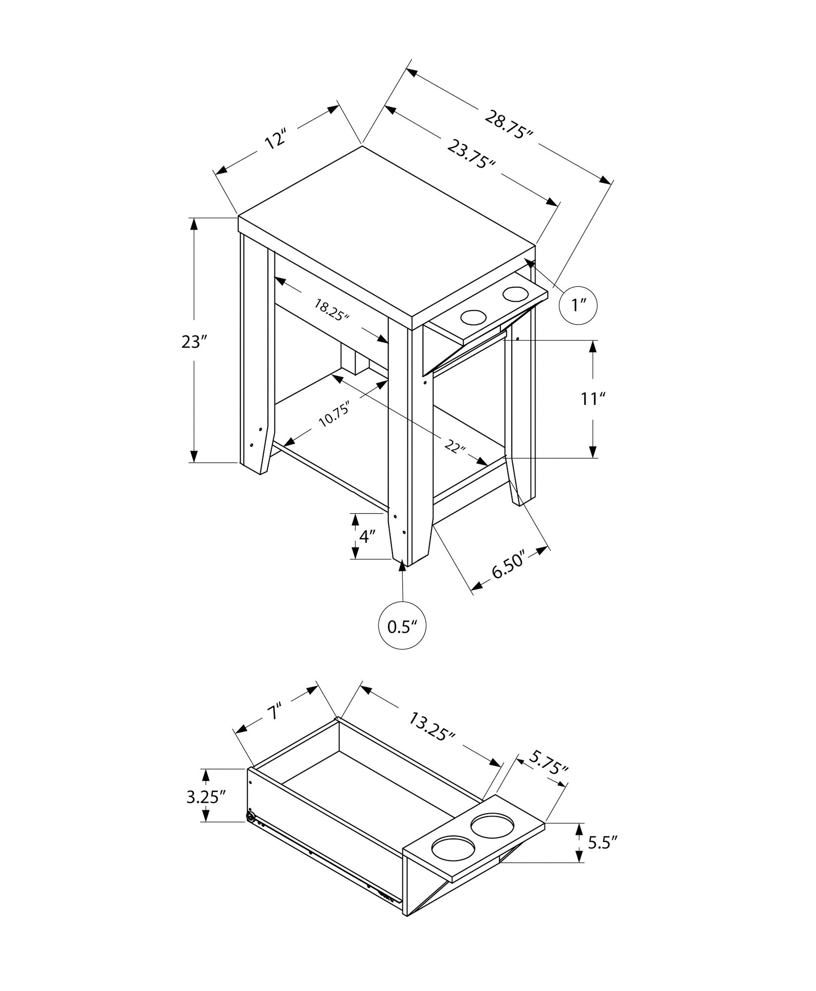 Accent Table, Side, End, Storage, Lamp, Living Room, Bedroom, Brown Laminate, Transitional Espresso Particle Board