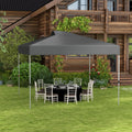 Outsunny 10' X 10' Pop Up Canopy Tent, Instant Sun Shelter With 3 Level Adjustable Height, Top Vents And Wheeled Carry Bag For Outdoor, Garden, Patio, Dark Gray Dark Grey Steel