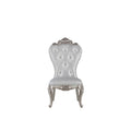Wooden Side Chairs With Button Tufting, Set Of Two, Cream And White Beige White Wood Fabric