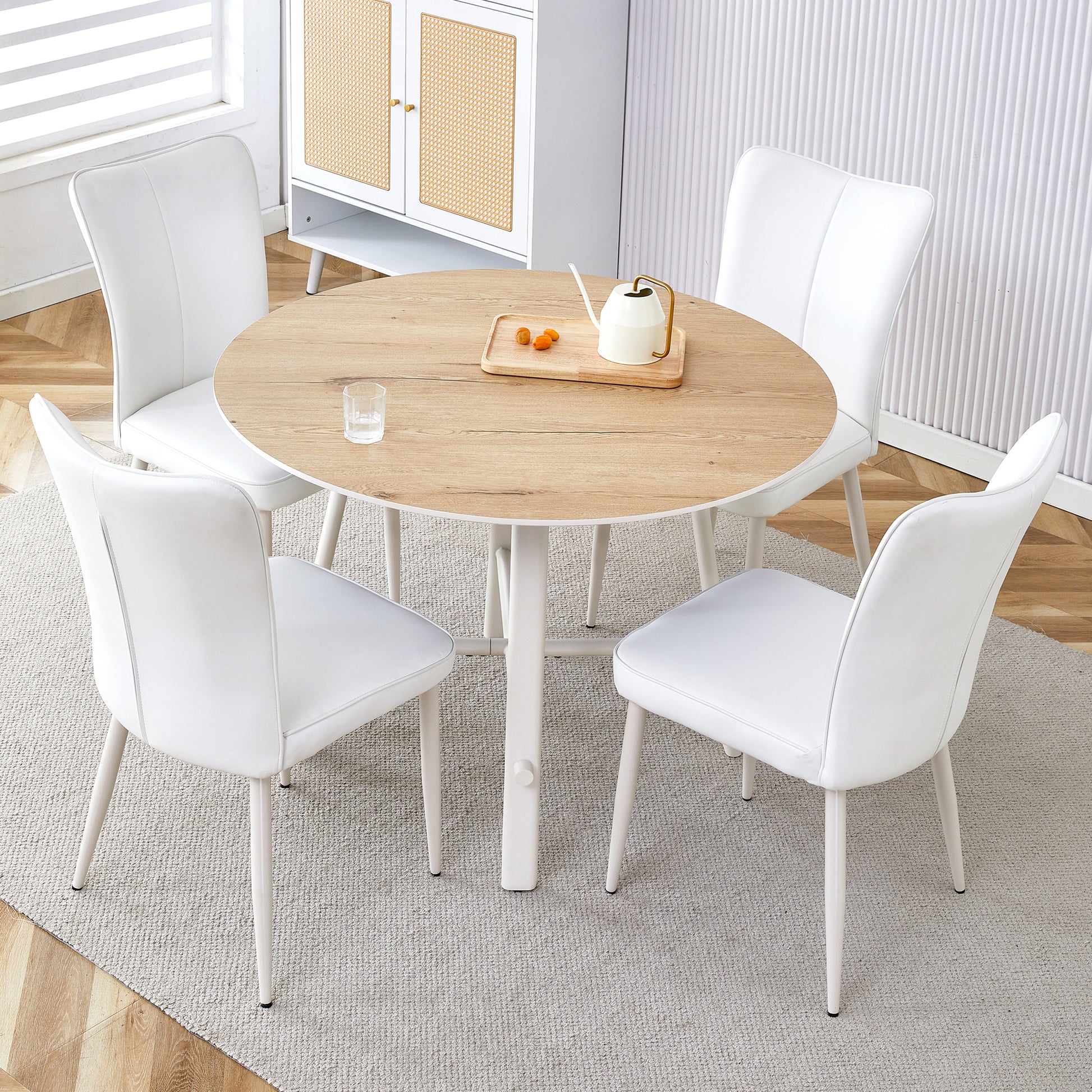 Table And Chair Set, Mdf Desktop, White Metal Table Legs, Stable And B