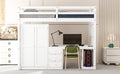 Twin Size Loft Bed With Wardrobe, Desk And Storage Drawers, White Twin White Pine