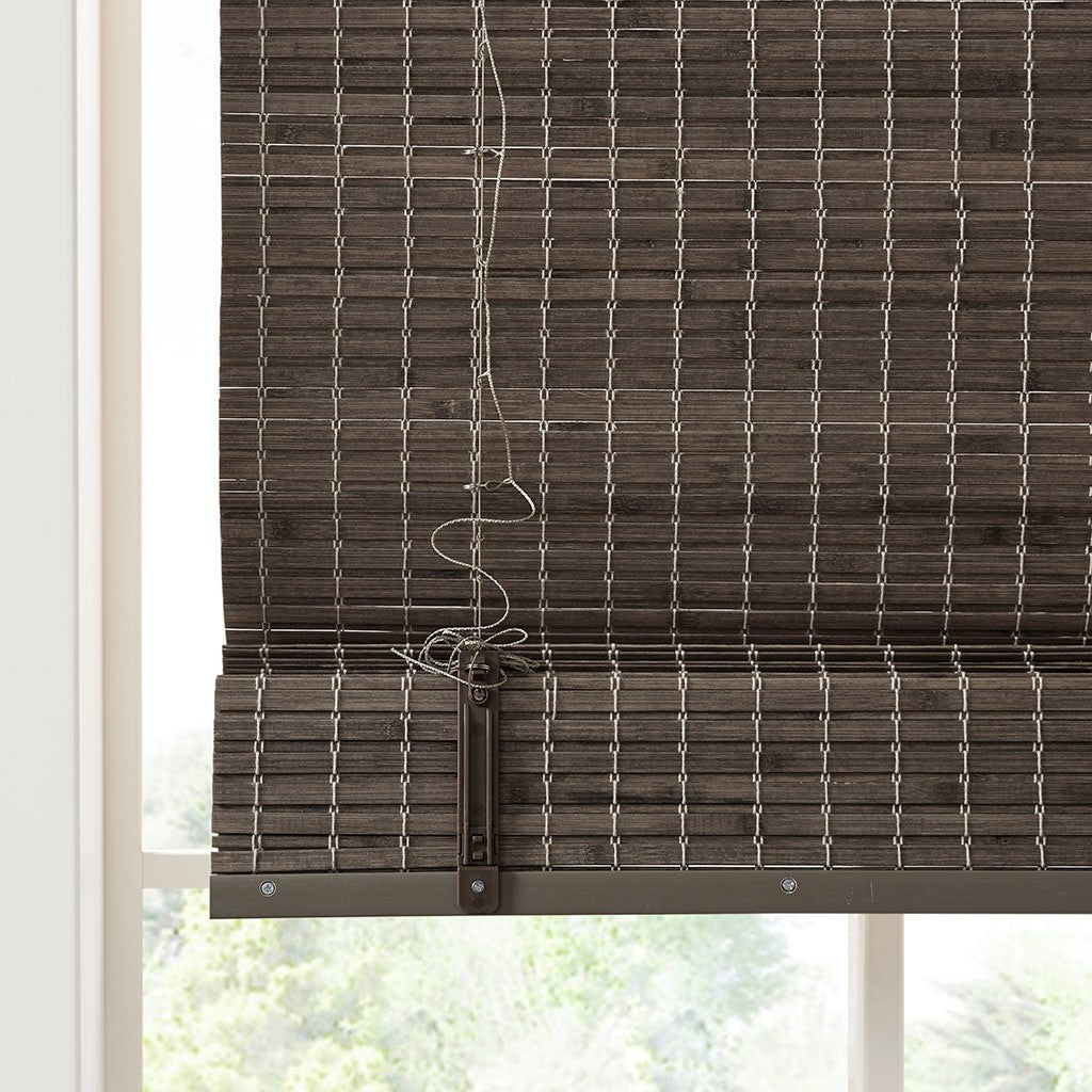 Bamboo Light Filtering Roman Shade 64"L Grey Ash Bamboo