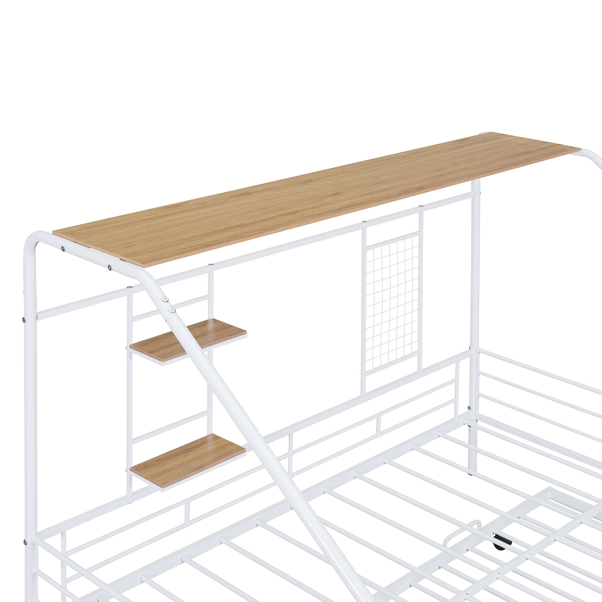 Full Size Metal House Bed With Trundle, White Full White Metal