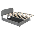 Teddy Fleece Full Size Upholstered Platform Bed With Hydraulic Storage System, Gray Full Gray Teddy