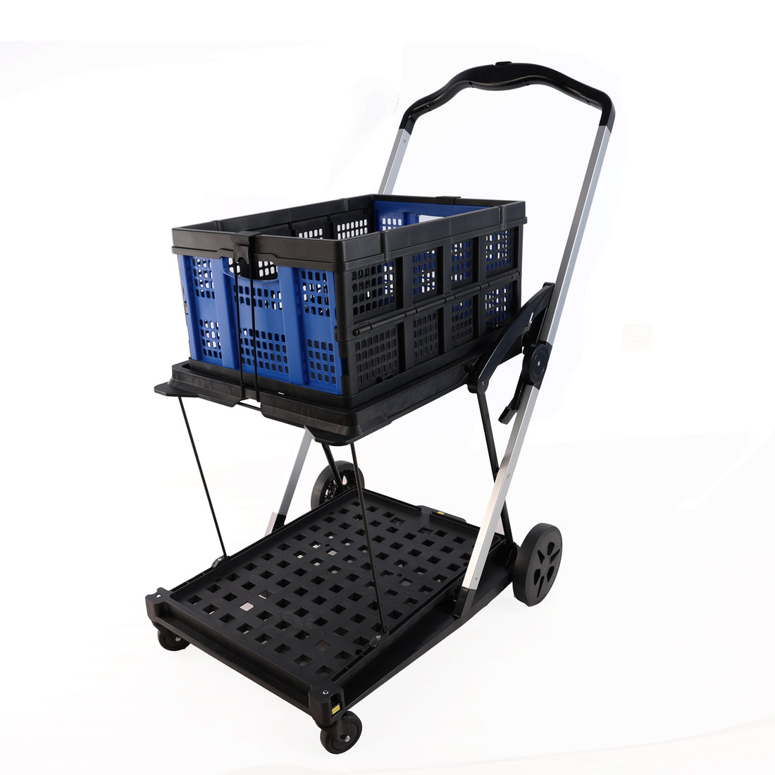 Folding Service Cart With Wheels Double Decker -