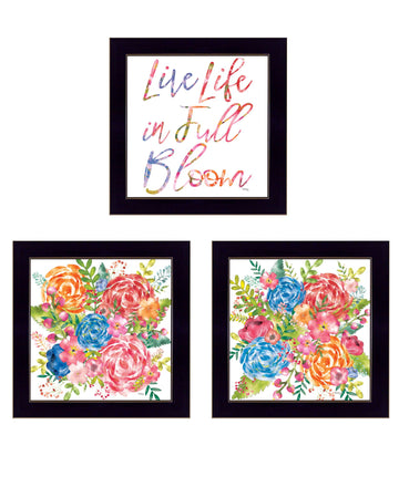 "Live Life In Full Bloom " Framed Wall Art For Living Room, Wall Art Print For Home Decor, Bedroom Wall Art By Heidi Kuntz Multicolor Wood Paper