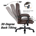 Executive Office Chair 400Lbs Heavy Duty Office Chair, Wide Seat Bonded Leather Office Chair With 30 Degree Back Tilt & Lumbar Support Brown Caster Iron Brown Office Dry Clean Round Handle Office Chairs Solid Back Casters Leather