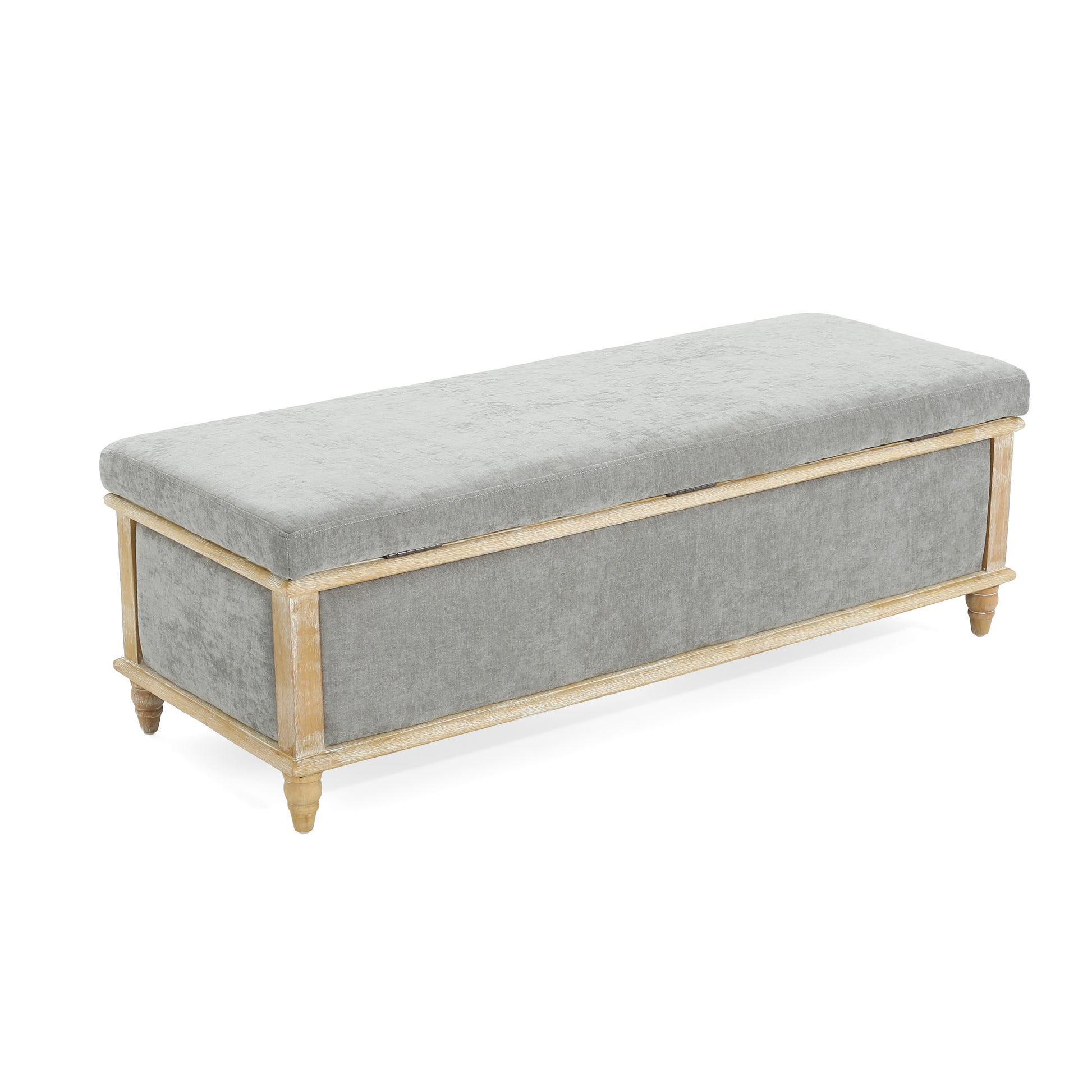 Osgood Gray Storage Ottoman Gray Wood Fabric