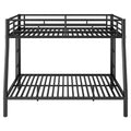 Full Xl Over Queen Metal Bunk Bed With Ladder And Guardrails, Black Box Spring Not Required Full Xl Black Metal Metal