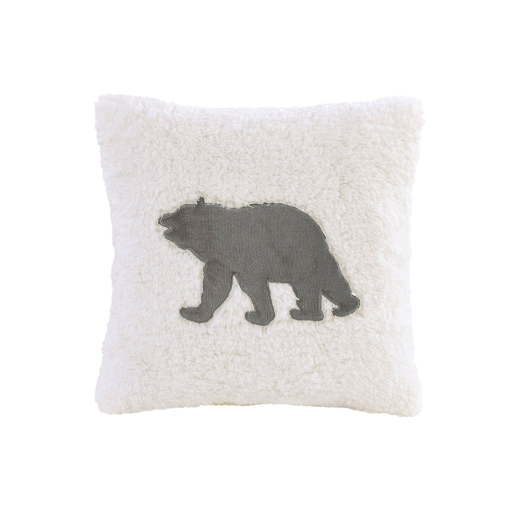 Plush To Sherpa Down Alternative Comforter Set King Charcoal Ivory Polyester