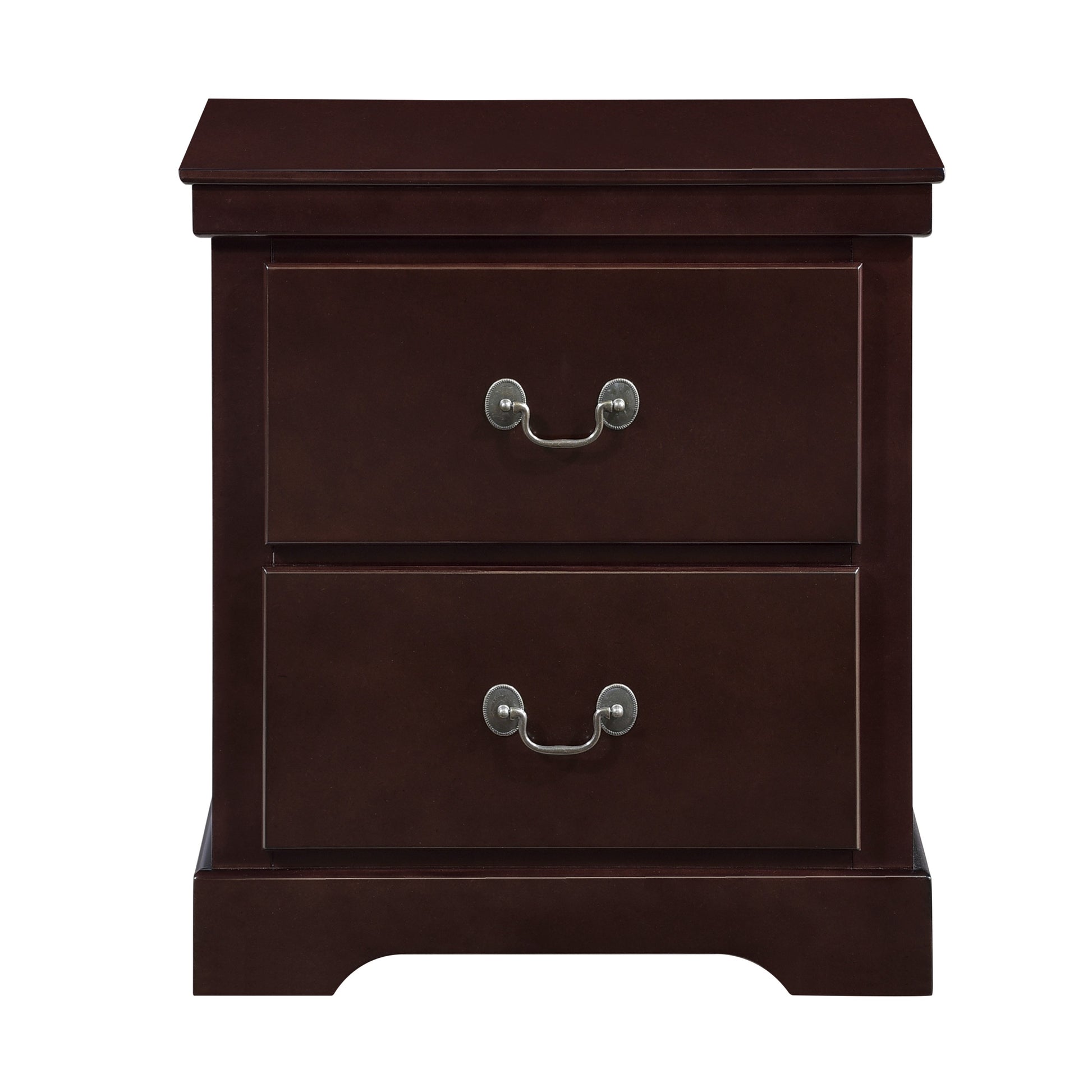 1Pc Classic Traditional 2 Drawers Nightstand Cherry Finish Bedroom Furniture Wooden Bedside Table Cabinet Cherry 2 Drawers Drawers Wood