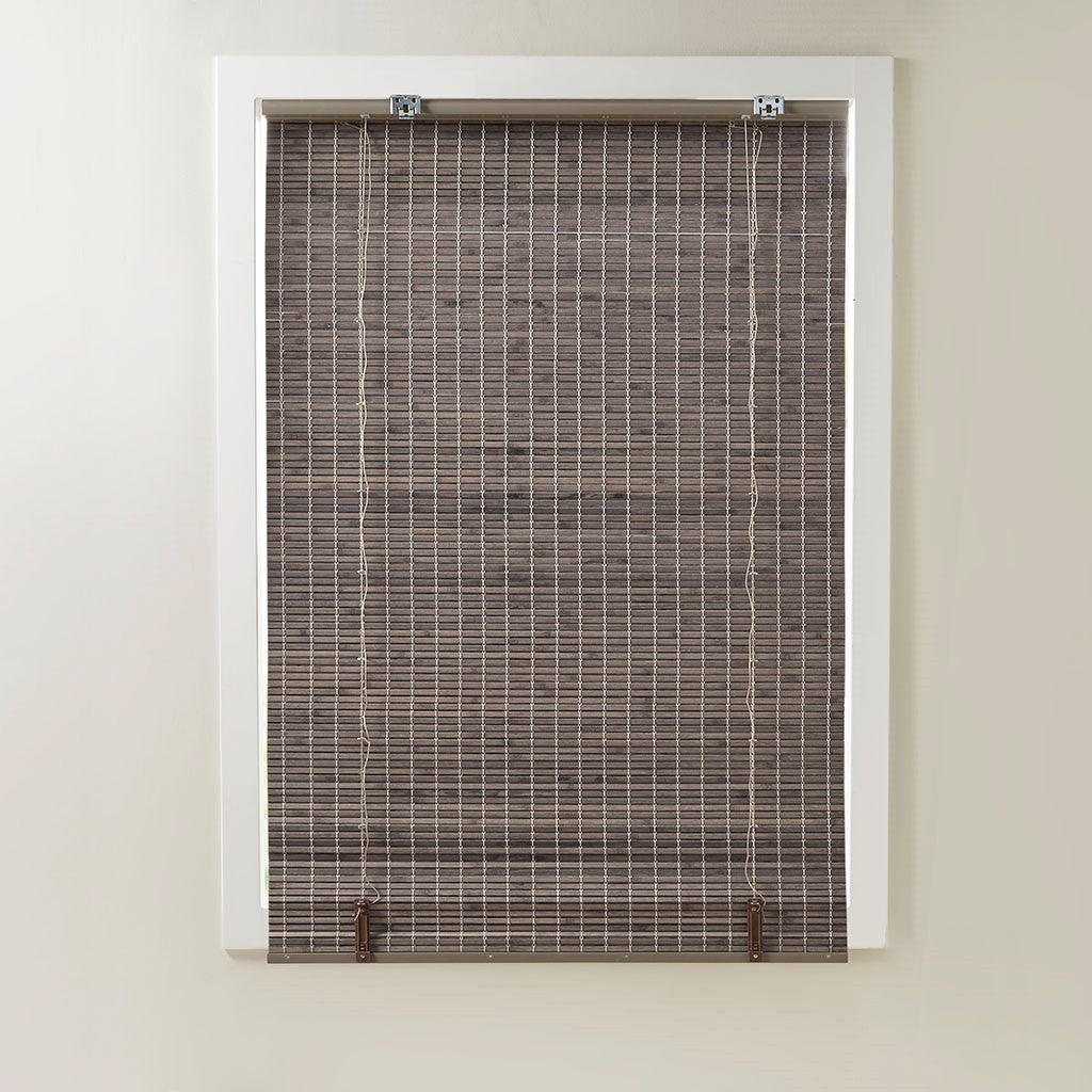 Bamboo Light Filtering Roman Shade 64"L Grey Ash Bamboo