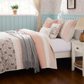 6 Piece Cotton Percale Quilt Set With Throw Pillows Blush King Cal King King Blush Polyester