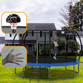 12Ft Recreational Kids Trampoline With Safety Enclosure Net & Ladder, Outdoor Recreational Trampolines Blue Steel