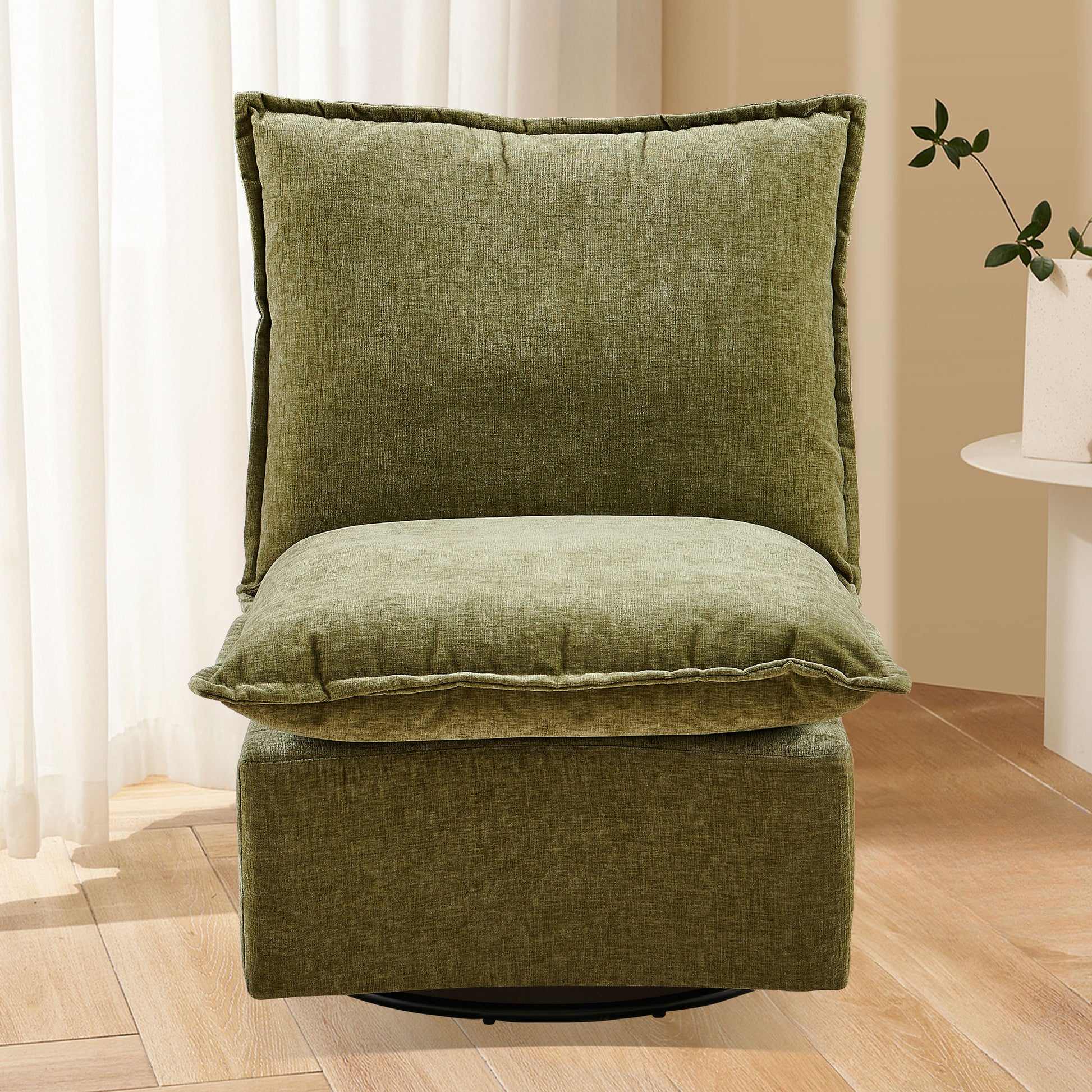 Detachable Green Chenille Single 360 Swivel Rocking Rocker,360 Swivel Sofa Chair & Single Sofa Lounge, Comfortable Seating For Living Room & Bedroom,Green Sofa 1Pc Green Primary Living Space Modern Foam Chenille