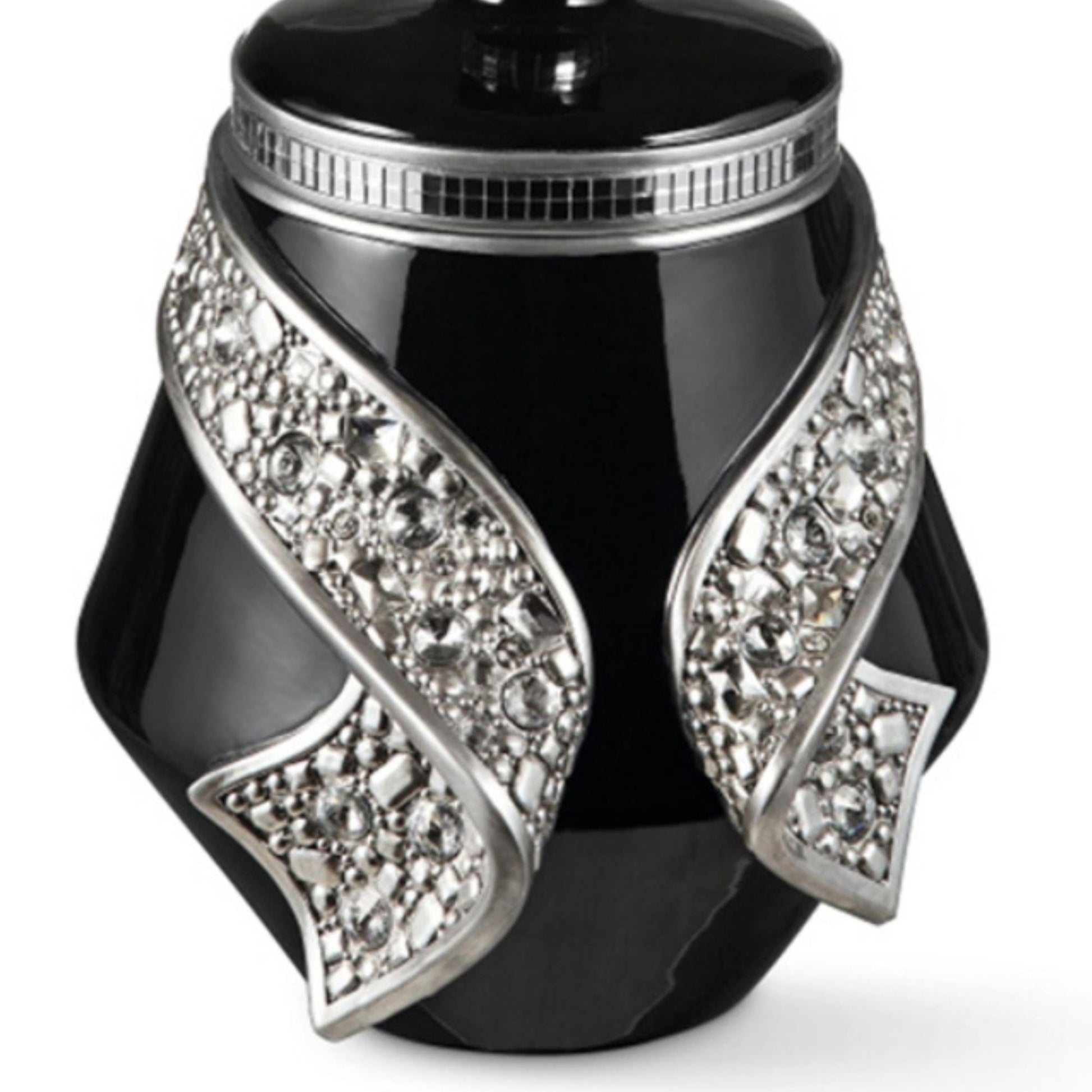 14" Tall Polyresin Decorative Jewelry Box "Stellaire", Black And Silver Finish Black Polyresin