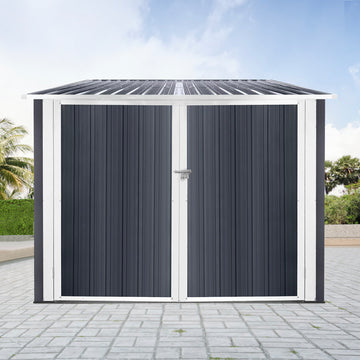 Bicycle Outdoor Steel Storage Shed ,Stores 4 Bikes,Grey Grey Ash Metal