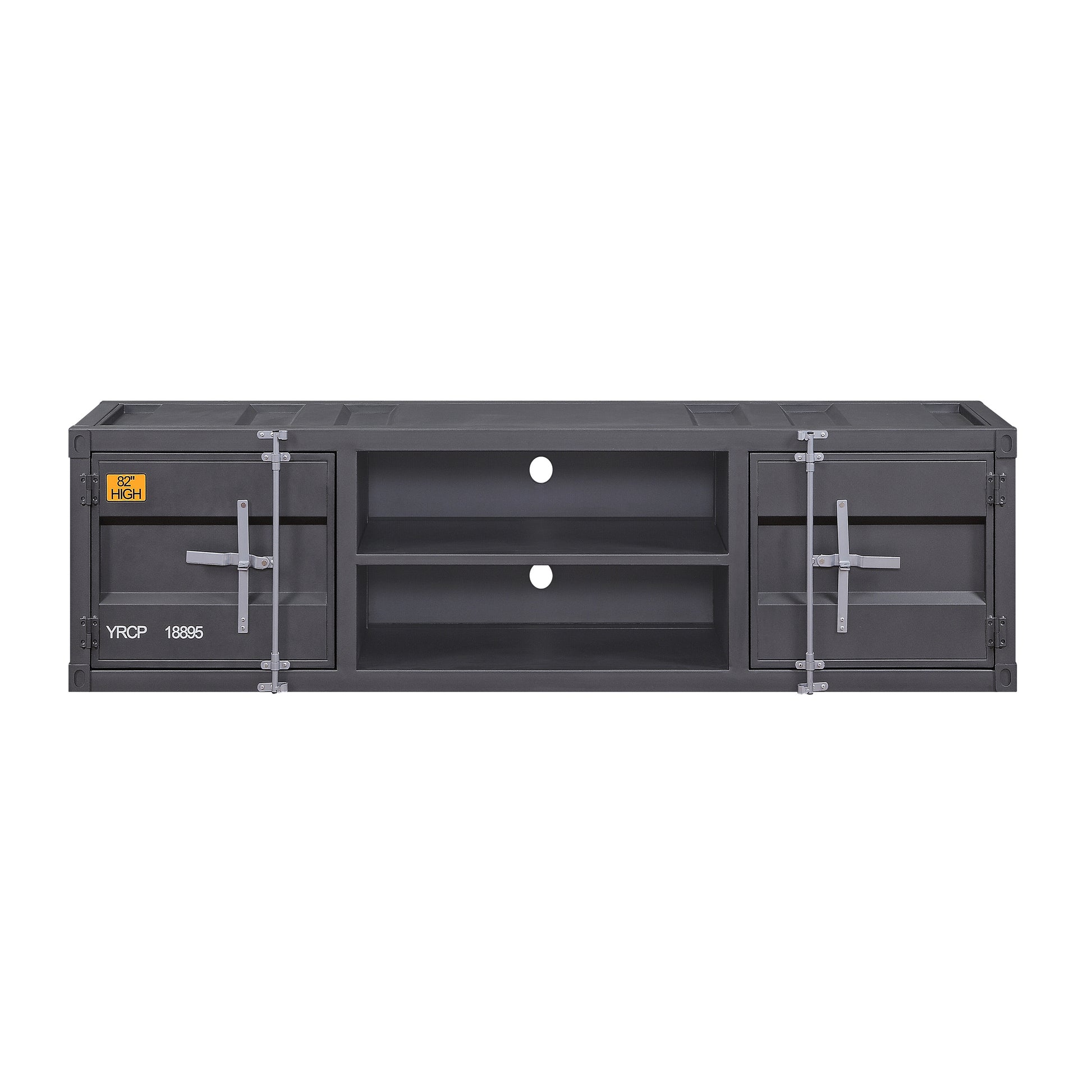 Gunmetal Tv Stand With 2 Open Shelves Gunmetal Primary Living Space 70 79 Inches Metal