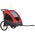 Aosom Bike Trailer For Kids 3 In1 Foldable Child Jogger Stroller Baby Stroller Transport Carrier With Shock Absorber System Rubber Tires Adjustable Handlebar Kid Bicycle Trailer Red And Grey Red Aluminum