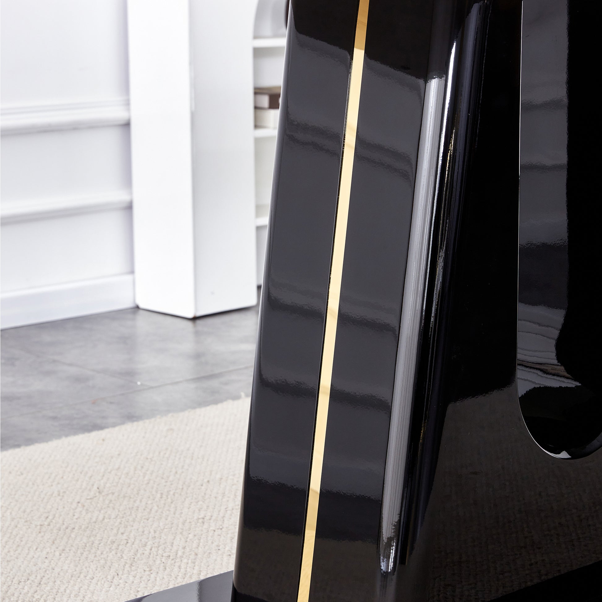 Table And Chair Set, Modern And Minimalist Dining Table, Imitation Marble Patterned Tabletop, Mdf Legs With U Shaped Brackets. Paired With Comfortable Chairs, Suitable For Dining And Living Rooms. Grey Black Mdf Glass