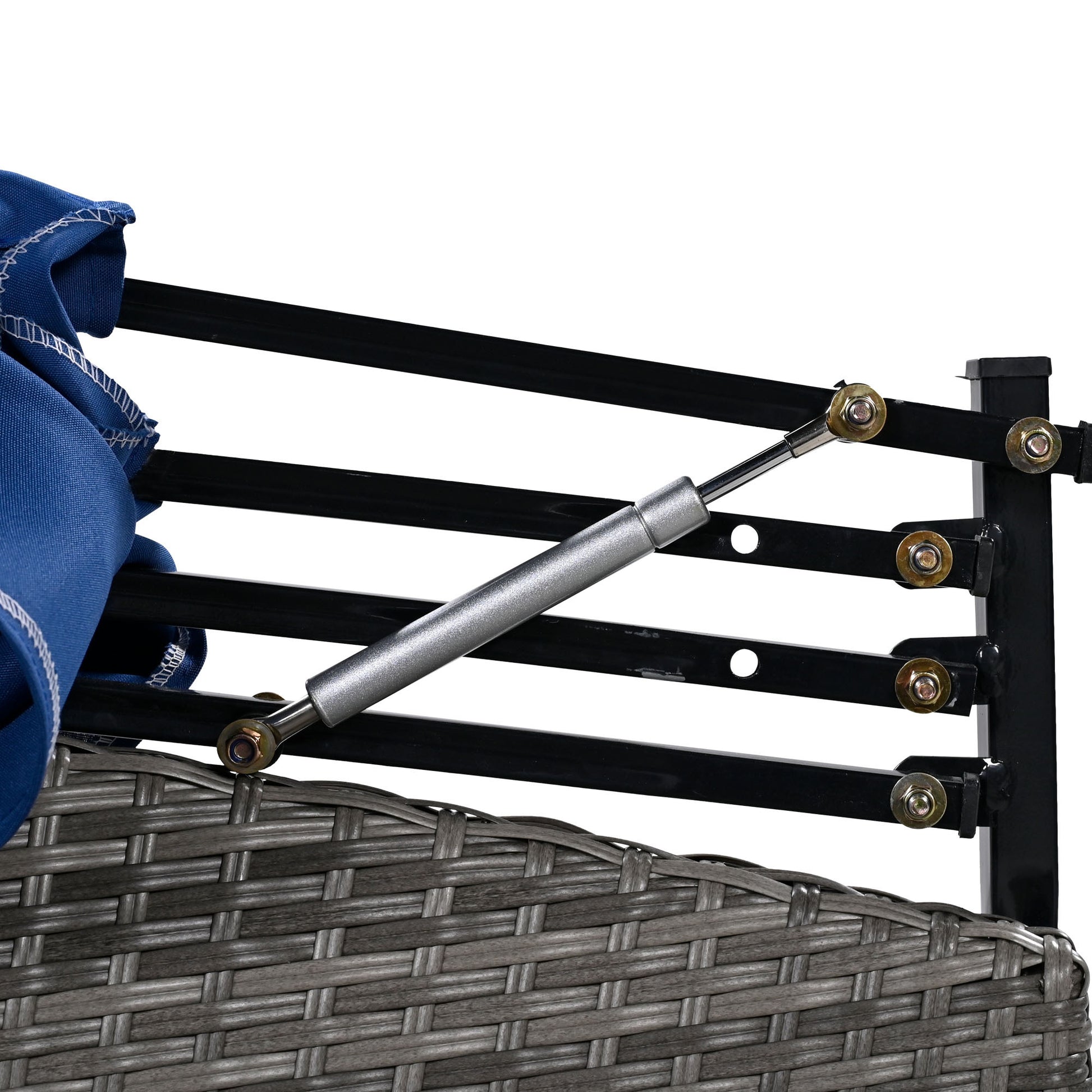 Outdoor Rattan Daybed Sunbed With Retractable Canopy Wicker Furniture, Round Outdoor Sectional Sofa Set, Gray Wicker Furniture Clamshell Seating With Washable Cushions, Backyard, Porch, Blue Yes Blue Seats 8 Garden & Outdoor Foam Wicker