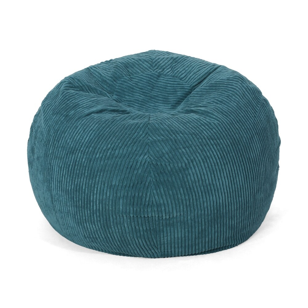 Kenli Modern Corduroy Polyester 3 Foot Bean Bag Chair, Dark Teal Teal Fabric