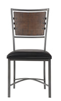 Industrial Style Metal Frame Chairs Set Of 2, Faux Leather Seat Burnished Brown Finish And Gray Metal Finish Rustic Style Dining Kitchen Furniture Brown Gray Dining Room Industrial,Rustic Metal