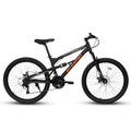 A26207 26 Inch Steel Frame Shock Fork Plus Shock Absorber 21 Speed Unisex Mountain Bike Black Without Wear Resistant Garden & Outdoor Sporty Multifunctional Steel