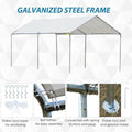 Outsunny 10'X20' Carport Heavy Duty Galvanized Car Canopy With Included Anchor Kit, 3 Reinforced Steel Cables, White White Steel