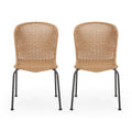 Boho Chair Set Of 2 Light Brown Rattan