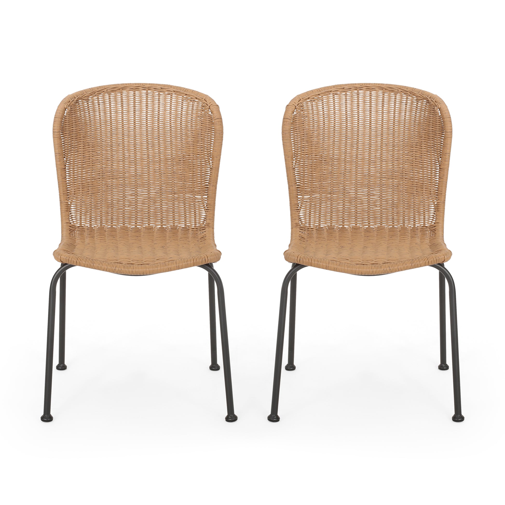 Boho Chair Set Of 2 Light Brown Rattan