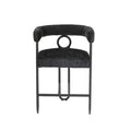 Coolmore Bar Stools Set Of 2, Modern Bar Stool With Back, Black Metal Frames, Upholstered Bar Stools For Kitchen Island, Pub, Club Black Chenille Black Dining Room Foam Chenille