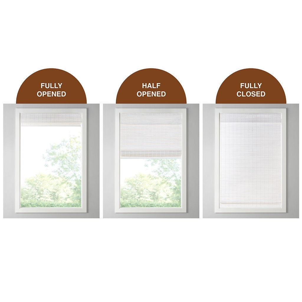 Bamboo Light Filtering Roman Shade 64"L White Bamboo