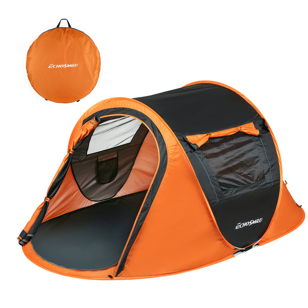 orange pop up tent 2 Person Black Orange Pop Up Camping Tent Black Cream Polyethylene