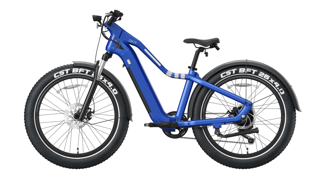 26" Step Over Electric Mountain Bike Blue Blue Aluminum